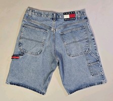 Vintage Tommy Hilfiger Carpenter Denim Shorts Mens 32x10 Baggy 90s Skater Y2K