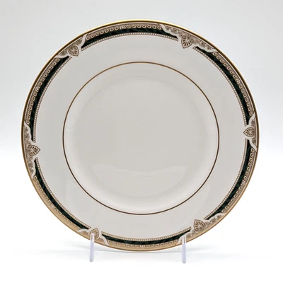 Royal Doulton Forsyth 8” Salad Plate Green Band Gold Trim Bone China NEW VTG