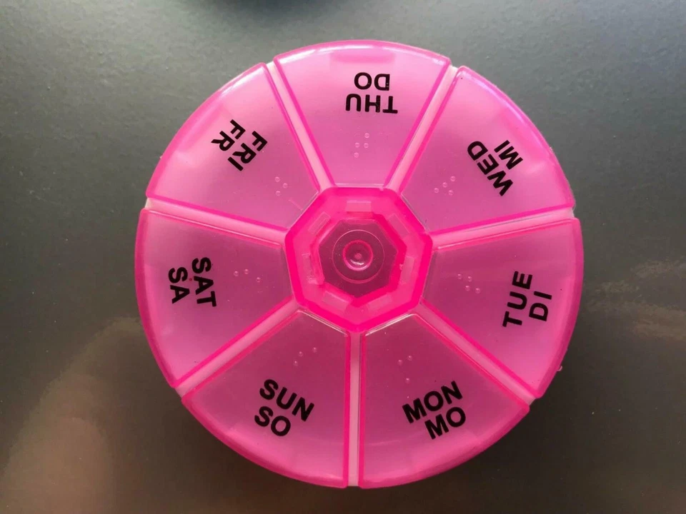 Medikamentenbox RUNDE Pillendose 7 Tage Tablettenbox Pillenbox Tablettendose - Bild 3 von 4