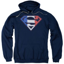 SUPERMAN FRENCH SHIELD Licensed Adult Hooded Sweatshirt Hoodie SM-3XL