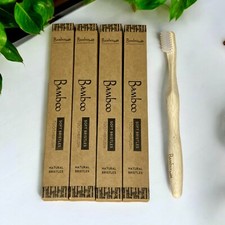 Fully Compostable Bamboo Toothbrush 4 Pack  Plant Bristles  Ergonomic Handle