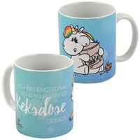 Pummeleinhorn Tasse Keksdose Kaffeetasse Becher Kaffeebecher Keramik Blau 320 Ml