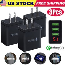 3PACK 3 Port Fast Quick QC 3.0 USB Hub Wall Charger Power Charge Adapter US Plug