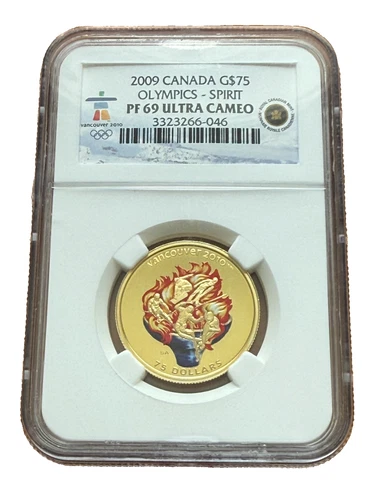 Canada 2009 Gold 75 Dollars $75 NGC PF69UC Olympics - Spirit