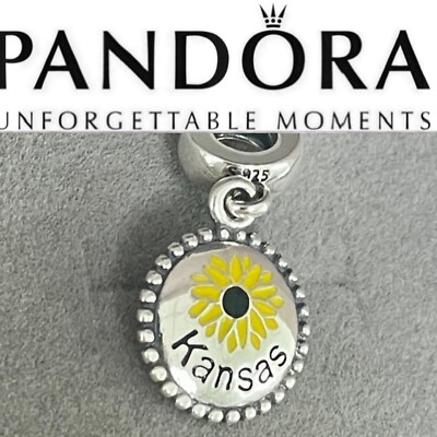 Retired Pandora Kansas State Flower Sunflower Dangle Moments Charm