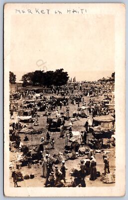 K16/ Haiti Foreign RPPC Postcard c1910s Market Scene Crowd 412