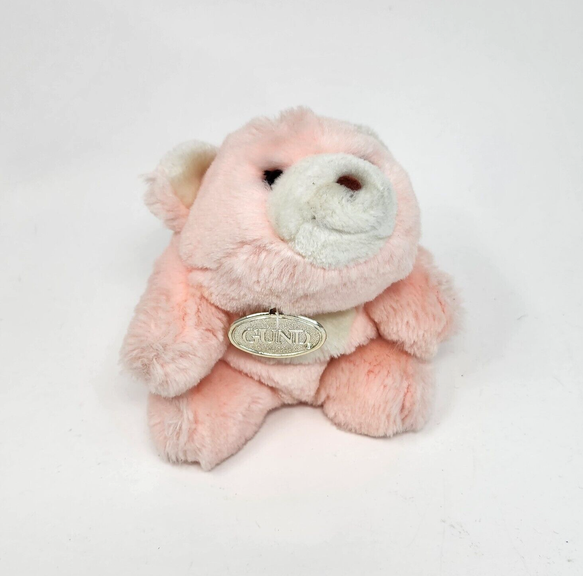 VINTAGE 1980 GUND BABY PINK WHITE SNUFFLES BEAR STUFFED ANIMAL PLUSH TOY  W TAG