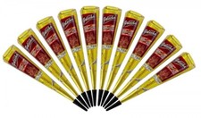 10x Golecha Henna Tattoo Paste Kegel Cones ohne Chemie, No PPD, Rotbraun (250g)