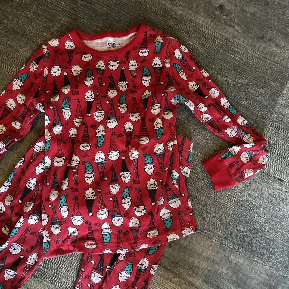 Juego de 2 pijamas Oshkosh Boy Elf rojo vacaciones Navidad talla 8 Foto 2 de 4