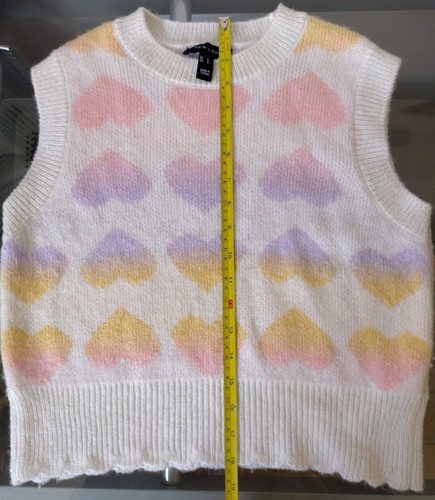 NEW LOOK UK S Multicoloured Rainbow Heart Vest Tank Jumper Knit Sleeveless - Picture 10 of 14