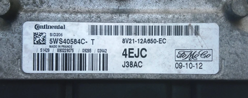 CENTRALINA MOTORE FORD FIESTA 2008-2013 1.4 TDCI 50 KW CONTINENTAL 8V2112A650EC - Immagine 2 di 4