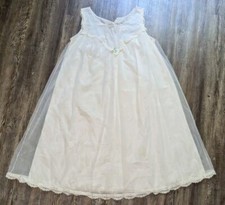 Vtg Shadowline 50s Chiffon Babydoll Sheer Negligee lingerie ivory size Small