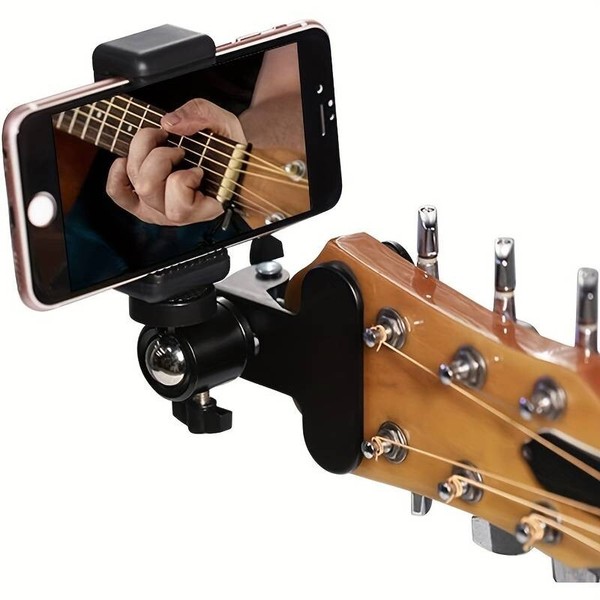 Soporte, clip sujeta teléfono intelige a tu guitarra electrica o acustica, bajo.