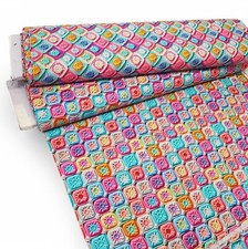Cotton Fabric Crochet Knitting Effect 3D Crochet Squares Effect for Dressmaking