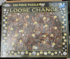 White Mountain Puzzle 500 Piece LOOSE CHANGE Coins Money 24 x 18 Made in USA New