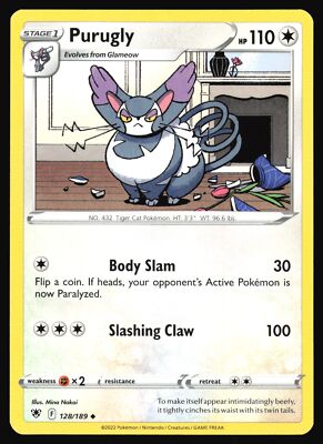 2022 Pokemon TCG Purugly 128/189 Astral Radiance Uncommon