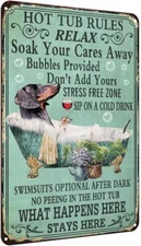 Hot Tub Rules Metal Tin Sign Vintage Bar Home Bathroom Pool Wall Decoration Dach