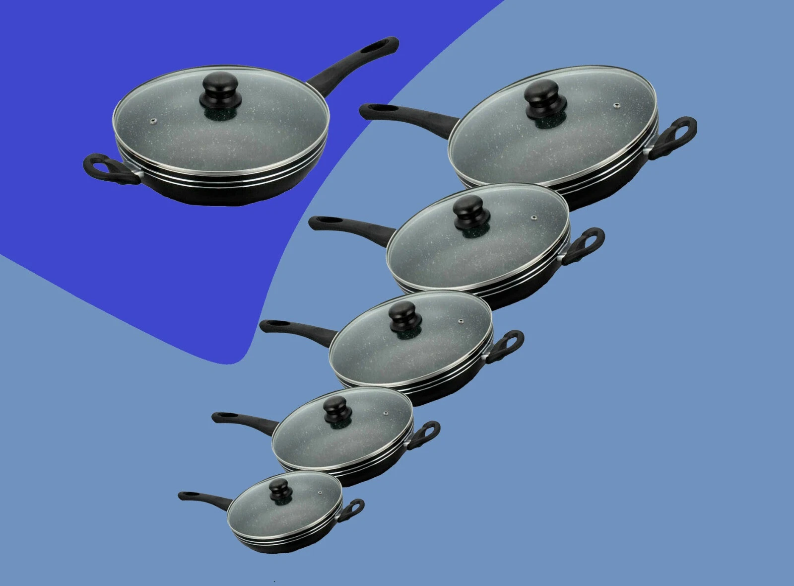 Wok Pan with Lid Non Stick Chinese Deep Frying Pan Ceramic Coated