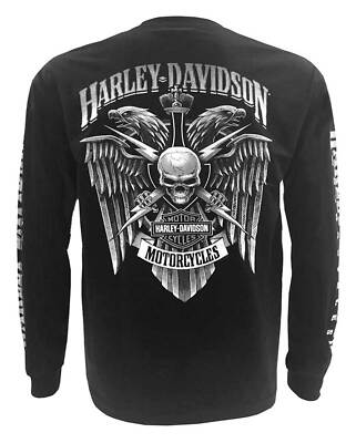 Harley-Davidson Men's Skull Lightning Crest Graphic Long Sleeve