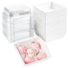 50 Pack Small Charcuterie Boxes With Clear Lids 4x4 Inch To Go Disposable Paper 