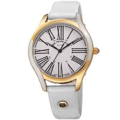 Bruno Magli Alessia 1381 White Leather Strap Gold Swiss
