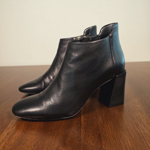 Stivaletto Via Spiga Nero Pelle Blocco Caviglia Tacco 6 M Cerniera Oro - Foto 2 di 22
