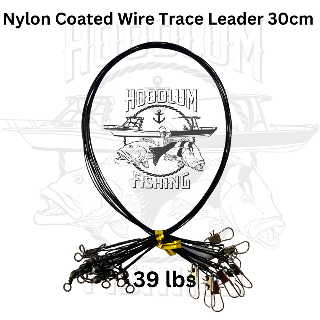 WIRE TRACE LEADER 30cm STAINLESS STEEL RATED NYLON COATED FISHING