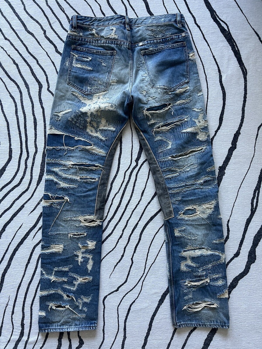 Givenchy Matthew Williams Jeans In Destroyed Denim Moleskin Givenchy Matthew Williams Jeans In Destroyed Denim Moleskin