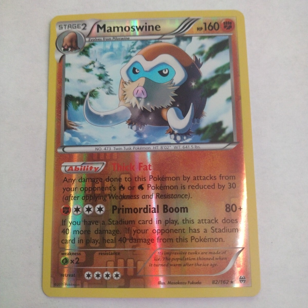 Pokemon Card Mamoswine 82/162 Ultra Rare Reverse Holo XY BREAKthrough 2015 NM/LP