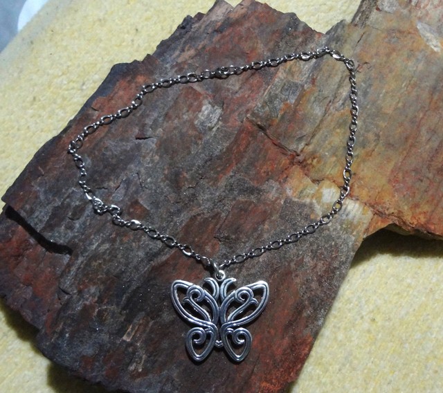 JAMES AVERY RARE 925 EXTRA LARGE LACE WING BUTTERFLY PENDANT & 171/2