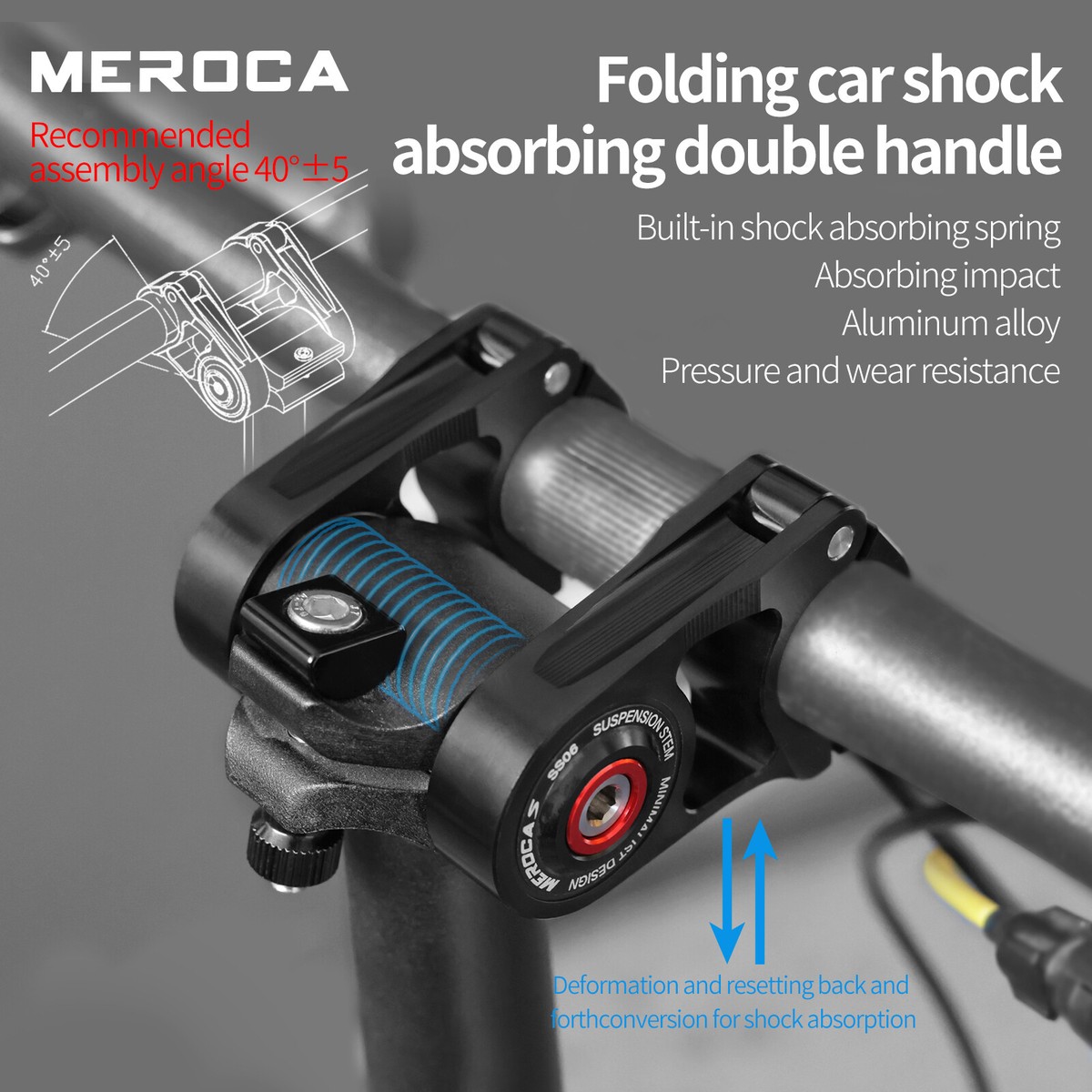 MEROCA Suspension Stem Folding Bike Handlebar Riser 45mm Aluminuim