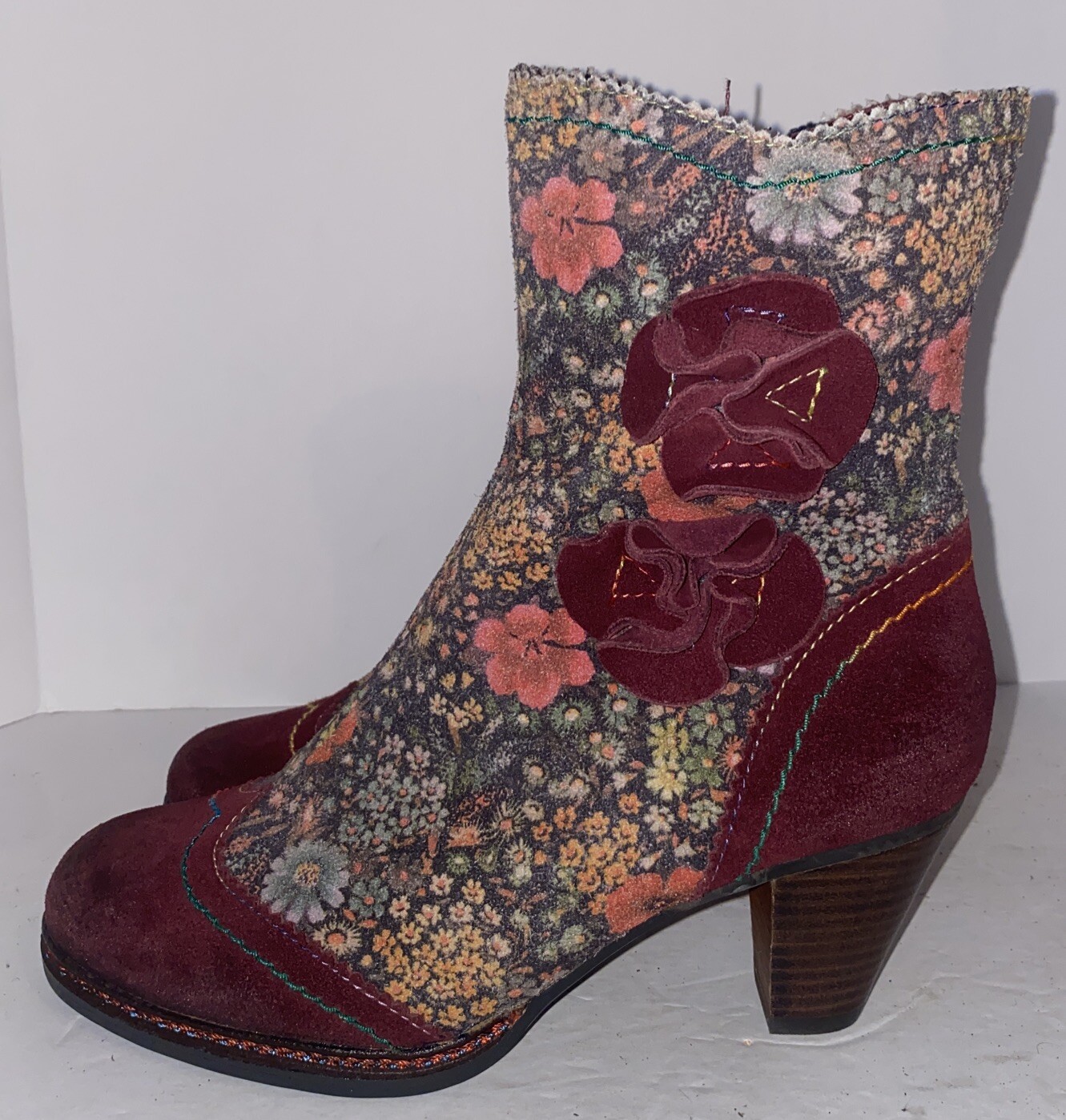 Spring Step L'Artiste Floral Leather Zip Up Boot Shoes Women's EU 39 US 8.5