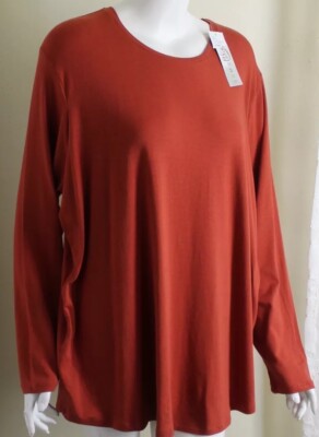 NWT Como Sz 3X Bossa Nova Orange Red JERSEY Cotton Modal T-Shirt Top Blouse