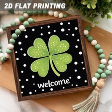Festive St Patricks Day Decoration Wooden Plaque Welcome Sparkle Accent Sign