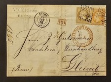 🇨🇵 FRANCE 1865 - RARE LUXURY Cover to Prussia Gleivitz (Poland) 🇲🇨