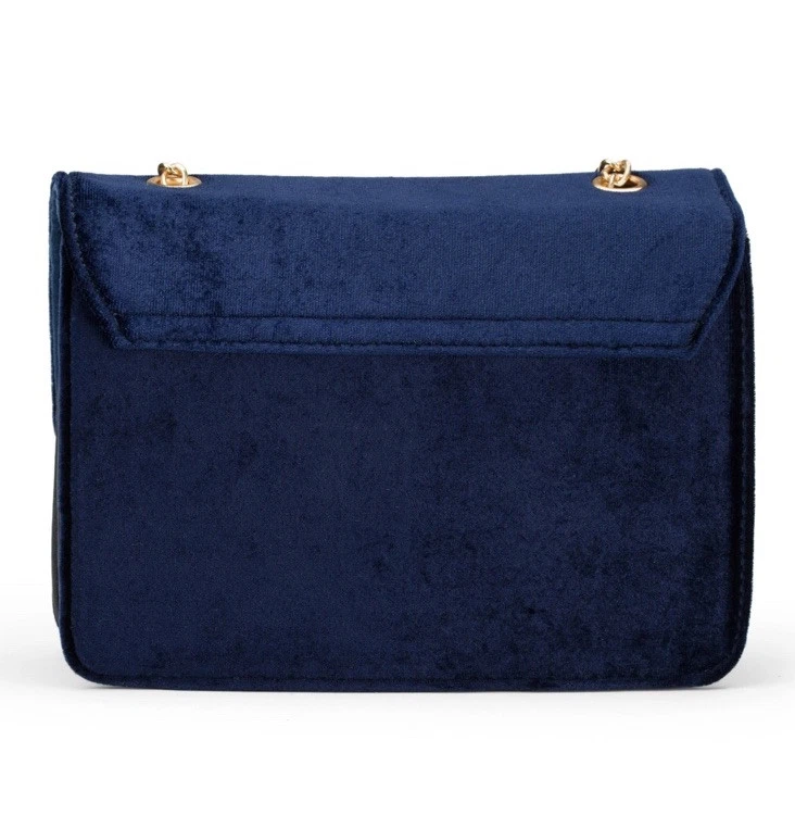 Olivia Miller The Walden Love Rectangular Blue Velvet Crossbody Bag Purse - Image 4 of 4