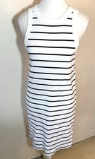 Old Navy Women’s Large Tank Shirt Dress Knit Striped Sleeveless Mini White