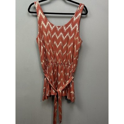 Boston Proper Tank Womens Medium Rust Gold Glitter Shimmer Belted Tie GNO