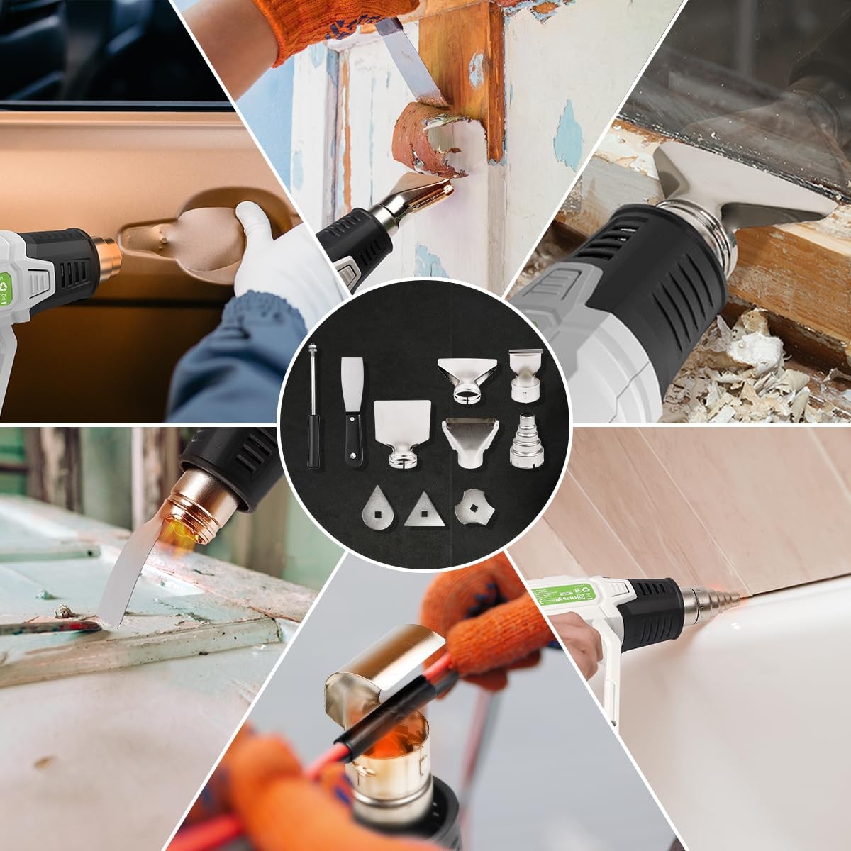 Huepar Tools Heat Gun 10 Accessories Hot Air Gun with LCD Digital Display, 12...