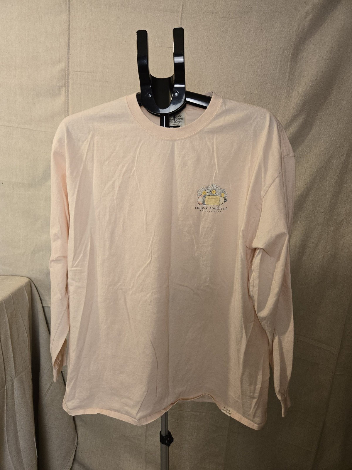 Simply Southern Long Sleeve Shirt XL Pink Peace Love Teach Graphic