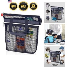Mesh Shower Bag 10.2x9.9'' Quick-Dry Caddy with Zipper 2 Pockets. Portable ...