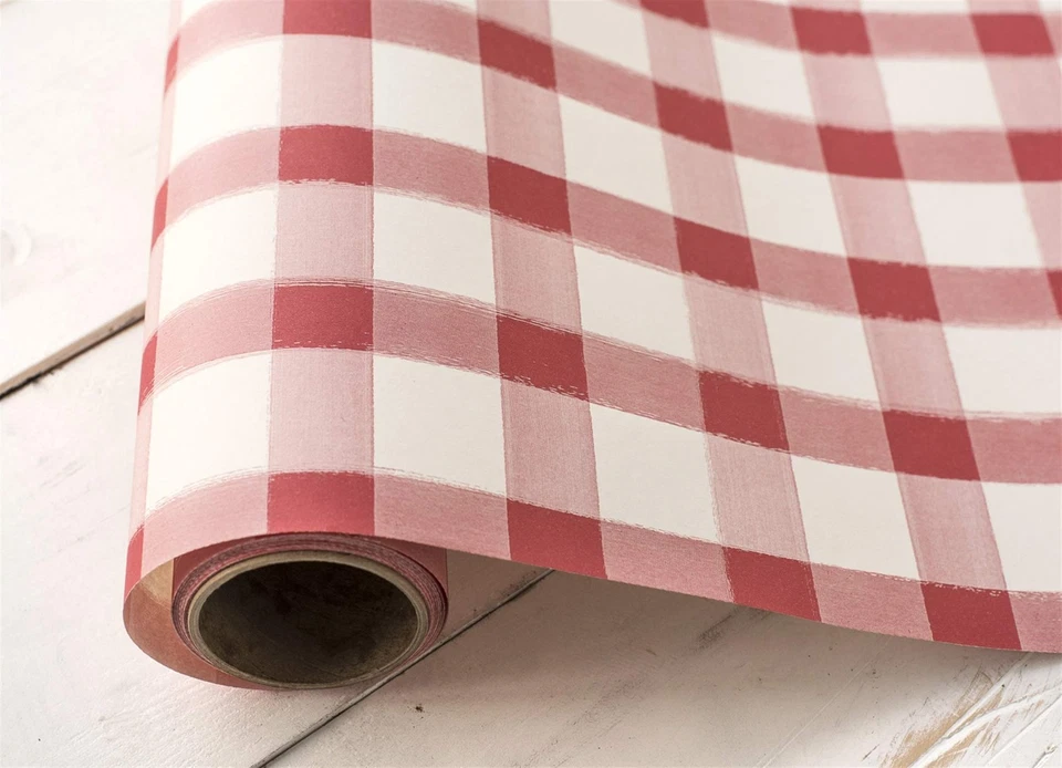 Paper Table Runner Roll - Red White Buffalo Check Plaid Pattern for Parties o... - Image 2 of 4