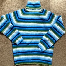 vintage Relativity stripy knitted multicoloured turtleneck jumper size M