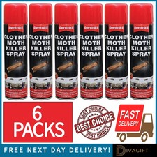 6 x RENTOKIL CLOTHES MOTH KILLER SPRAY 300ML REPELLS CARPET FABRIC WARDROBE NEW