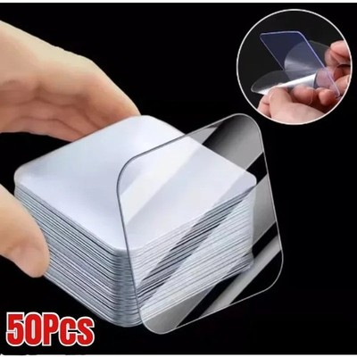 50Pcs Double Sided Adhesive Tape Nano Reusable Super Strong Transparent Wall
