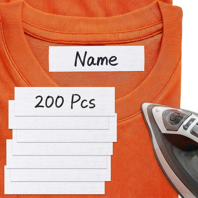 200 PCS Iron on Name Tags for Clothing, Clothing Labels with 2 Pcs Permanent Mar