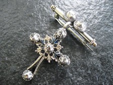 Brosche Silber Gold mit Rosenschliff Diamanten Flämische Kreuz Brosche 1820