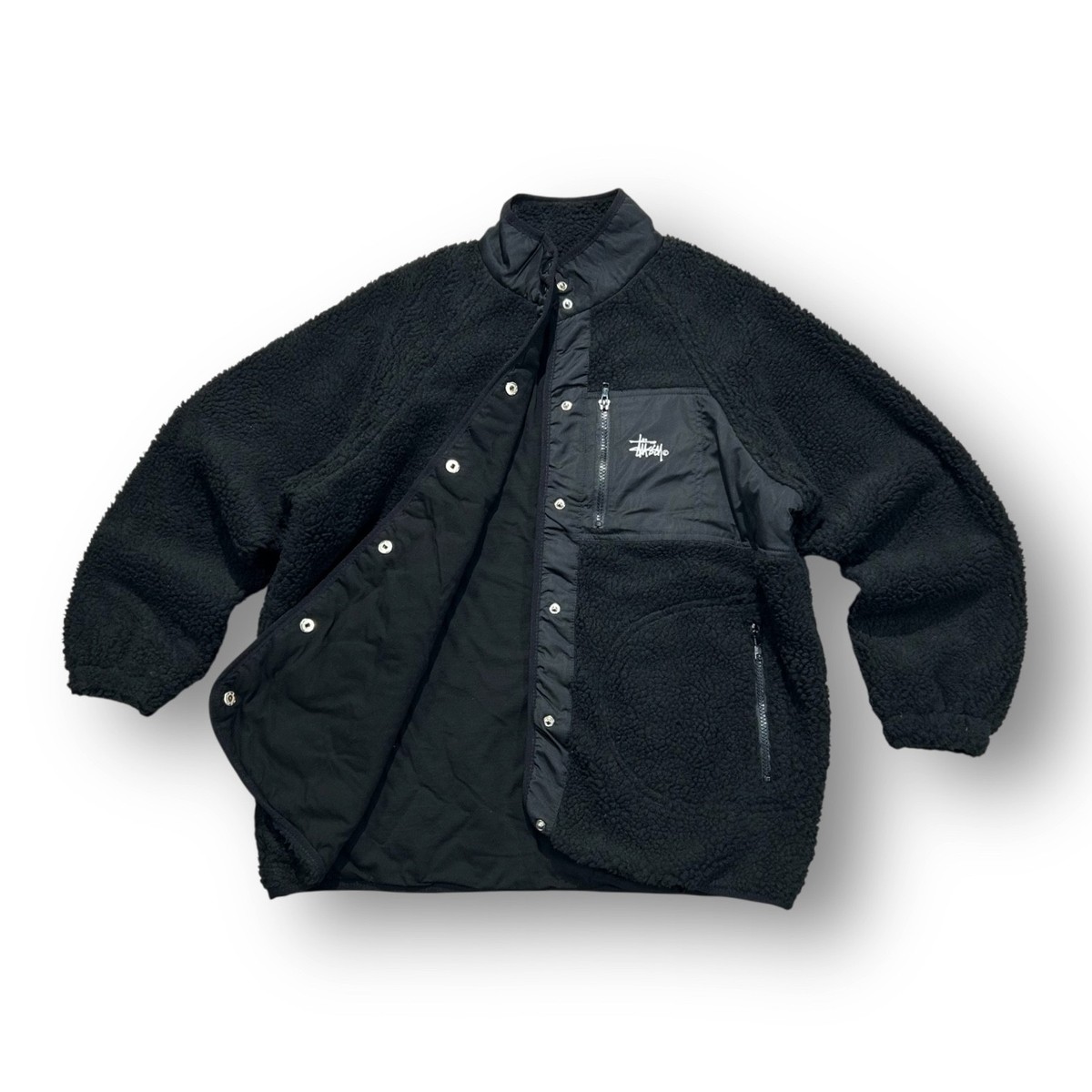 STUSSY テーラードジャケット ブラック 黒　L STUSSY テーラードジャケット ブラック 黒 L