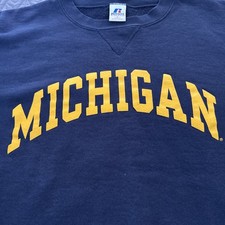 Vintage Russell Athletic Michigan Wolverines Crewneck mens Size L Navy Yellow