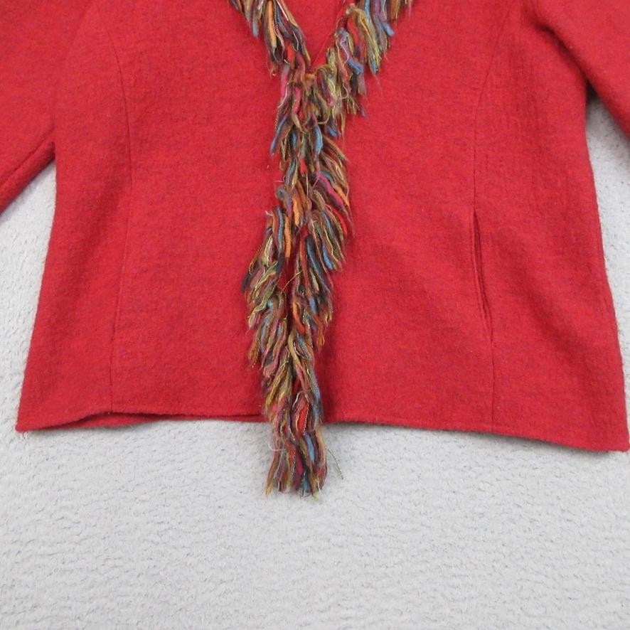 Ruby Rd. Sweater Womens Medium Red Wool Fringe Tr… - image 7